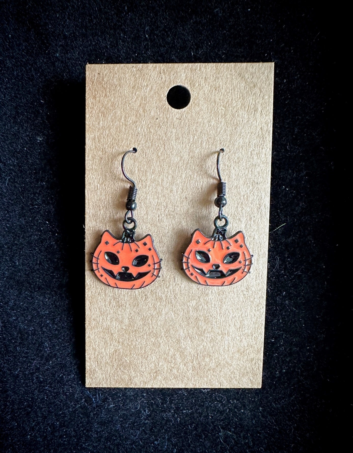 Halloween Earrings - Cat Jack-o-Lantern