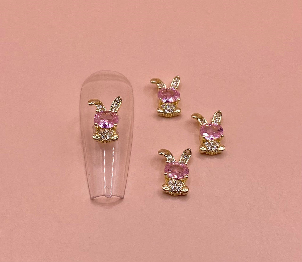 Gold Bunny Pink Face | Zircon Metal Charms