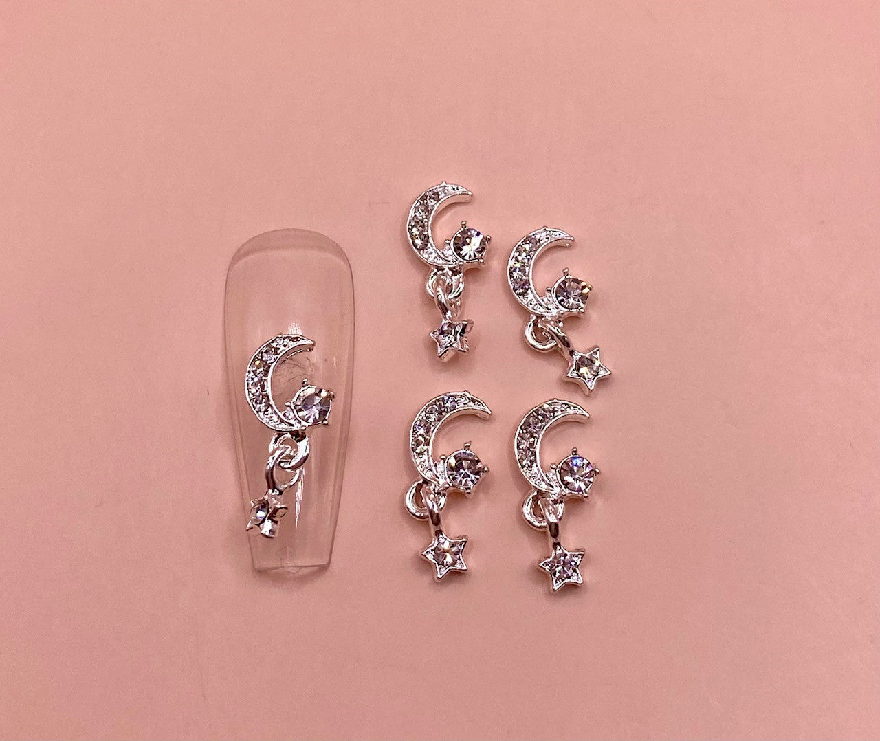 Moon & Stars Dangle Charm | Zircon Metal Charms