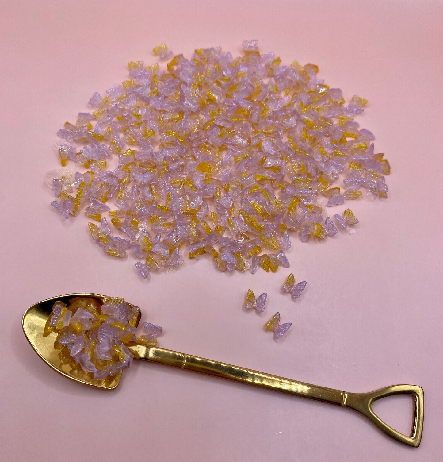 Tiny Butterflies - Light Pink and Gold